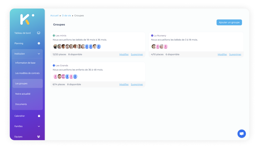 Gestion des groupes